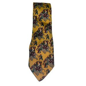 Bally 100% Silk Yellow Graphic Elephant India Neck Tie 3.5" Men's